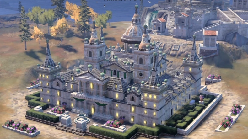 Vista in-game de El Escorial en Civilization VII